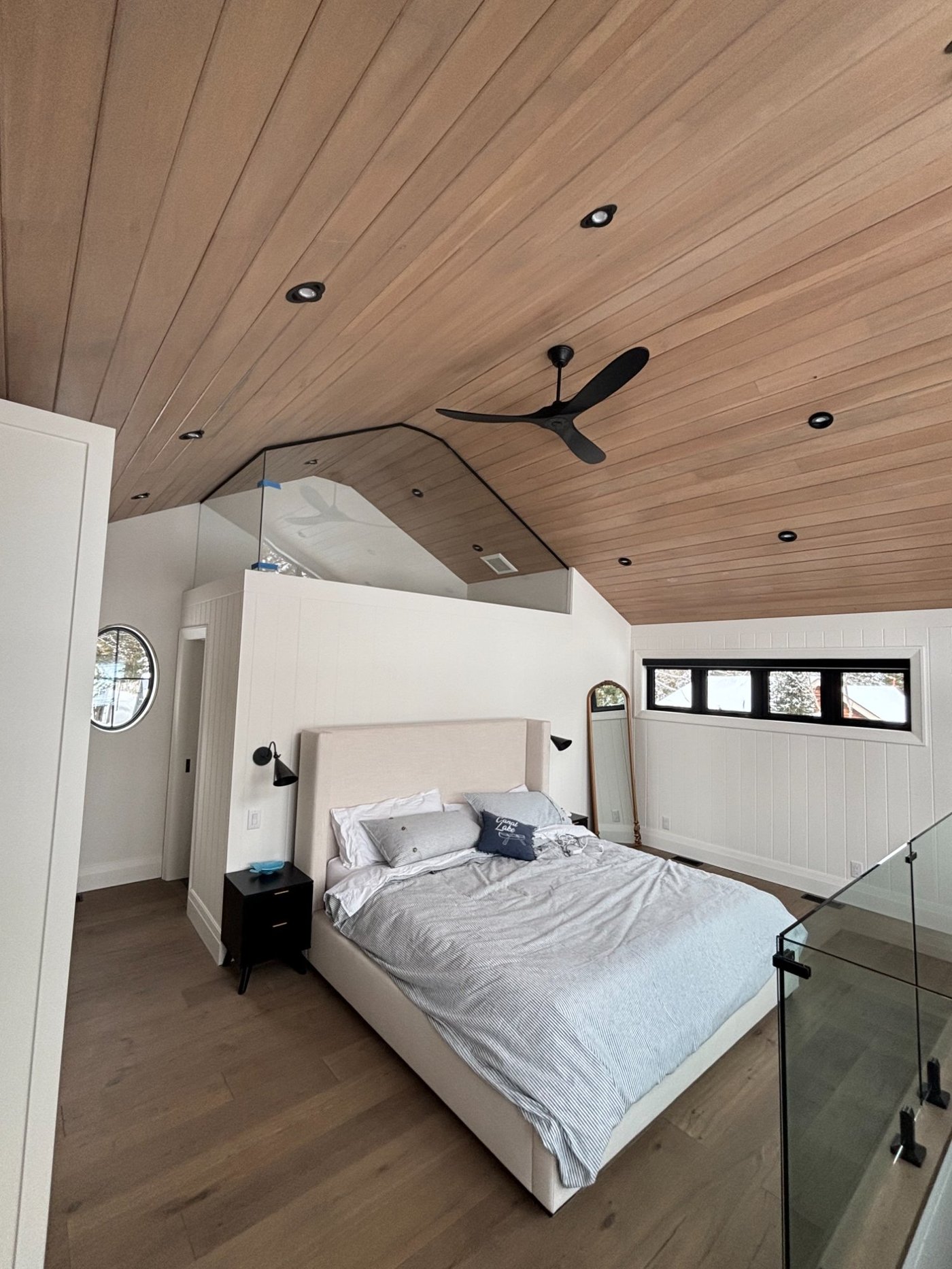 Custom games room with built-in display shelving